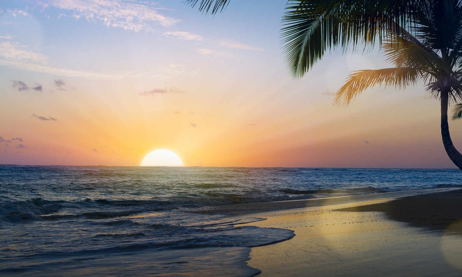 Art Beautiful sunset over the tropical beach